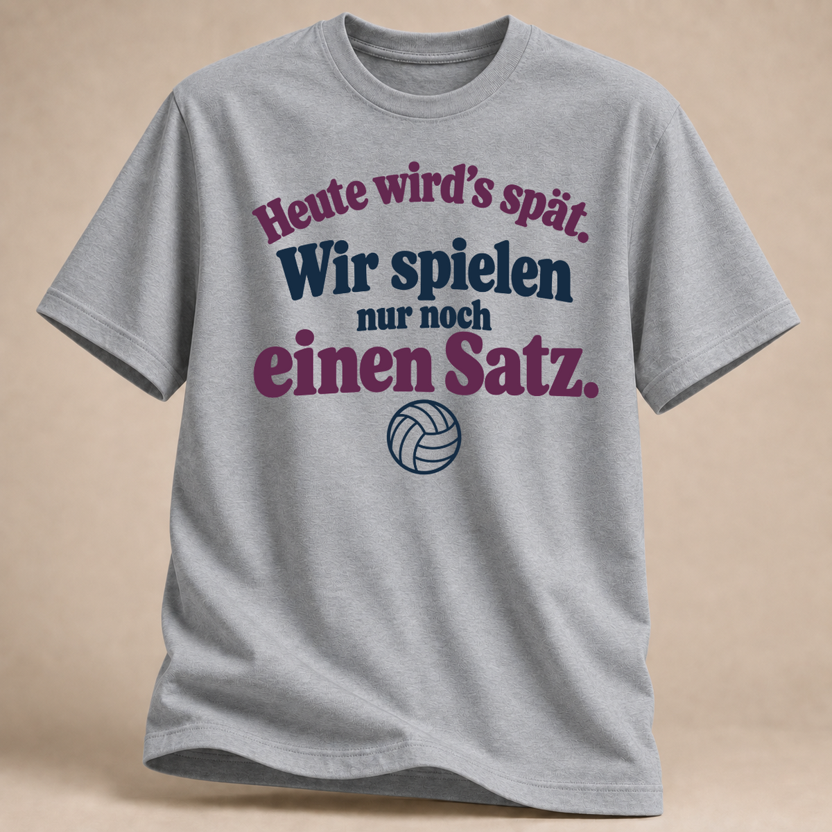 RÜCKRAUM – Heute wird’s spät – Retro Volleyball T-Shirt – Rs Sport Grey