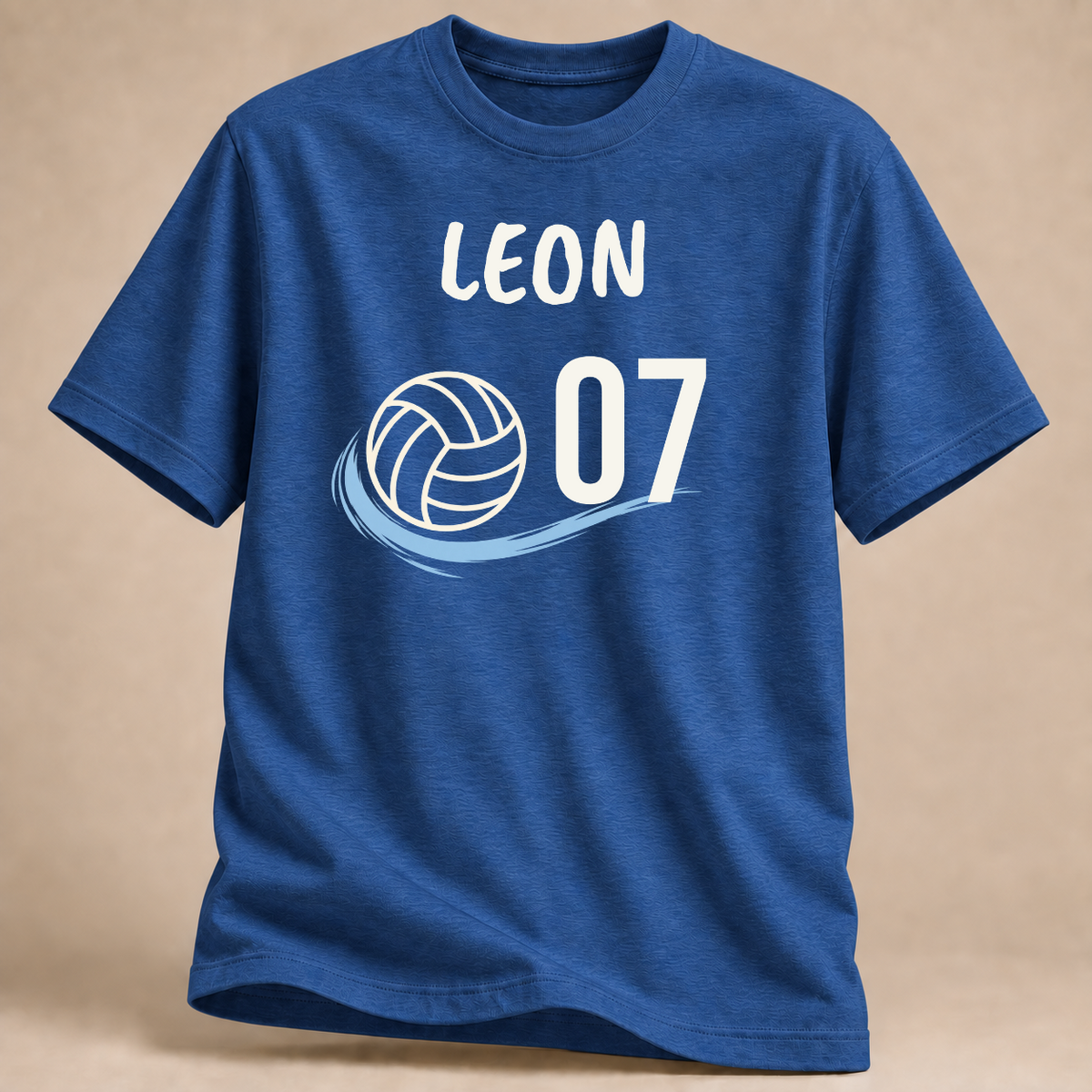 RÜCKRAUM – Personalisiertes Volleyball-T-Shirt mit Name & Nummer – Signatur – Royalblau meliert