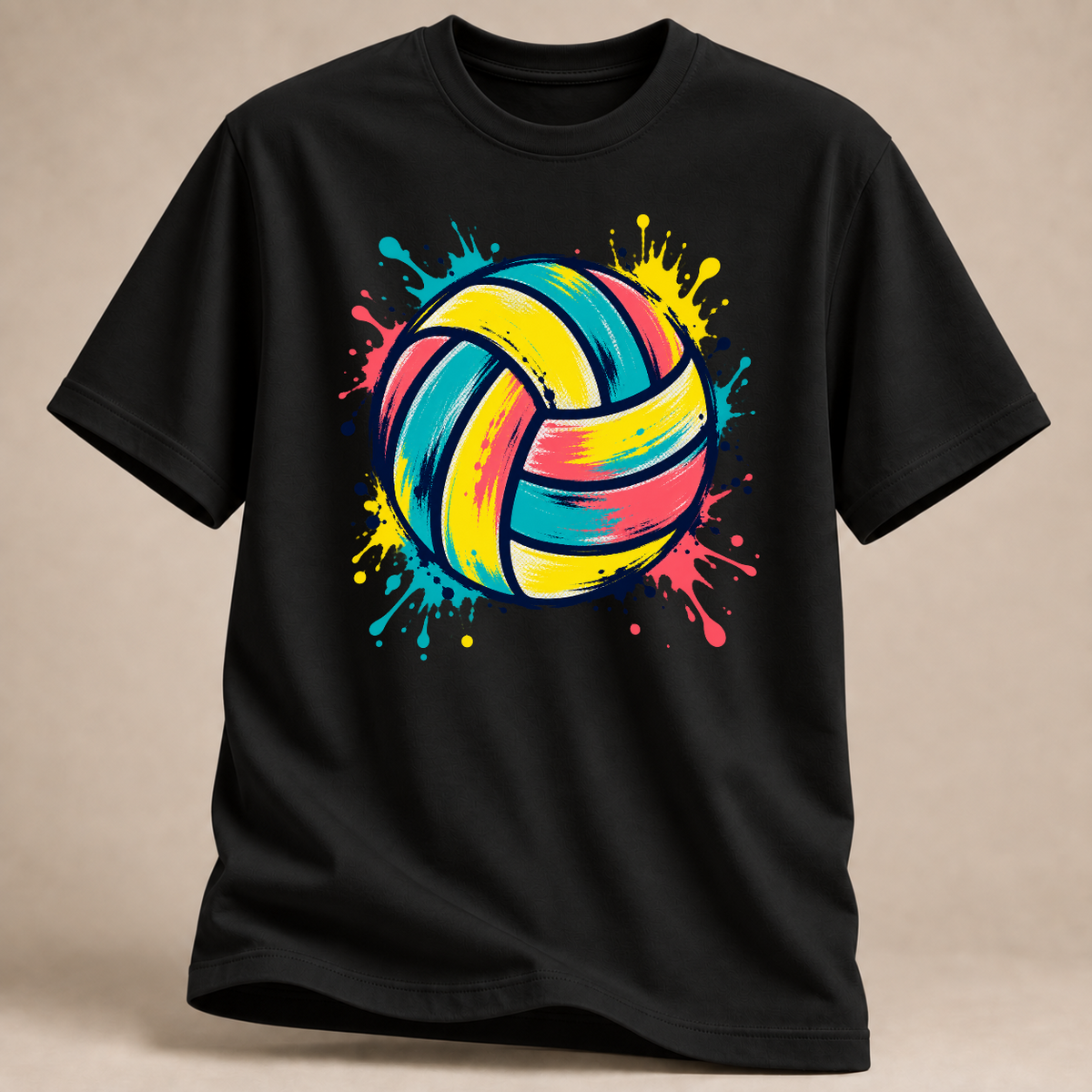 RÜCKRAUM – Bunter Farbball – Volleyball T-Shirt – Schwarz