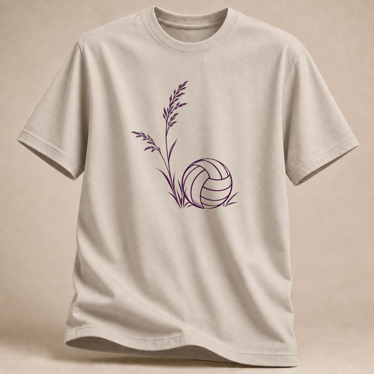 Volleyball T-Shirt mit botanischem Blattmotiv – Mockup in Sand