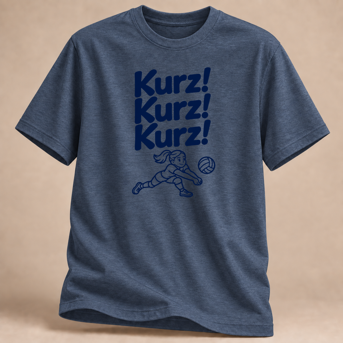 RÜCKRAUM – Kurz! Kurz! Kurz! T-Shirt – Marineblau meliert