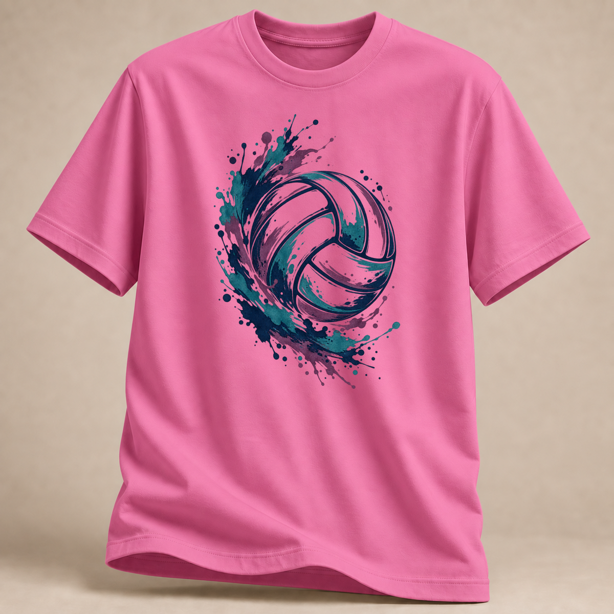 RÜCKRAUM – Volleyball Farbwirbel T-Shirt – Rosa