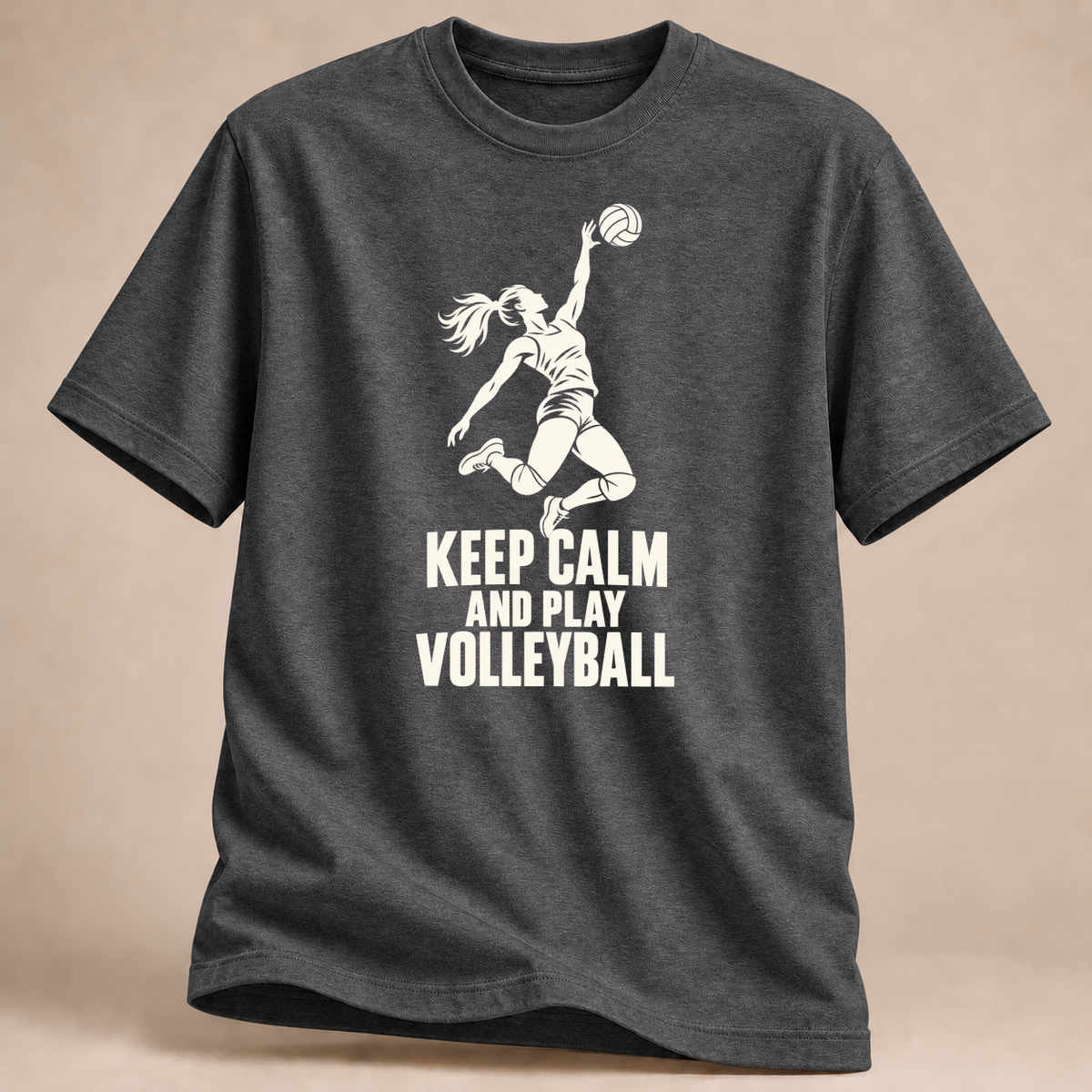 RÜCKRAUM – Keep Calm Volleyball T-Shirt – Graphit meliert