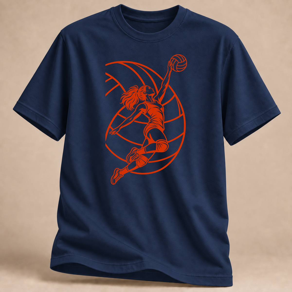 RÜCKRAUM – Volleyball Sprungangriff T-Shirt – Marineblau