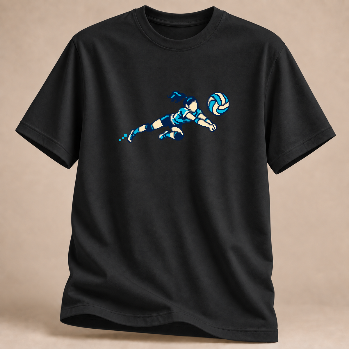 RÜCKRAUM – Pixel Volleyball T-Shirt – Schwarz
