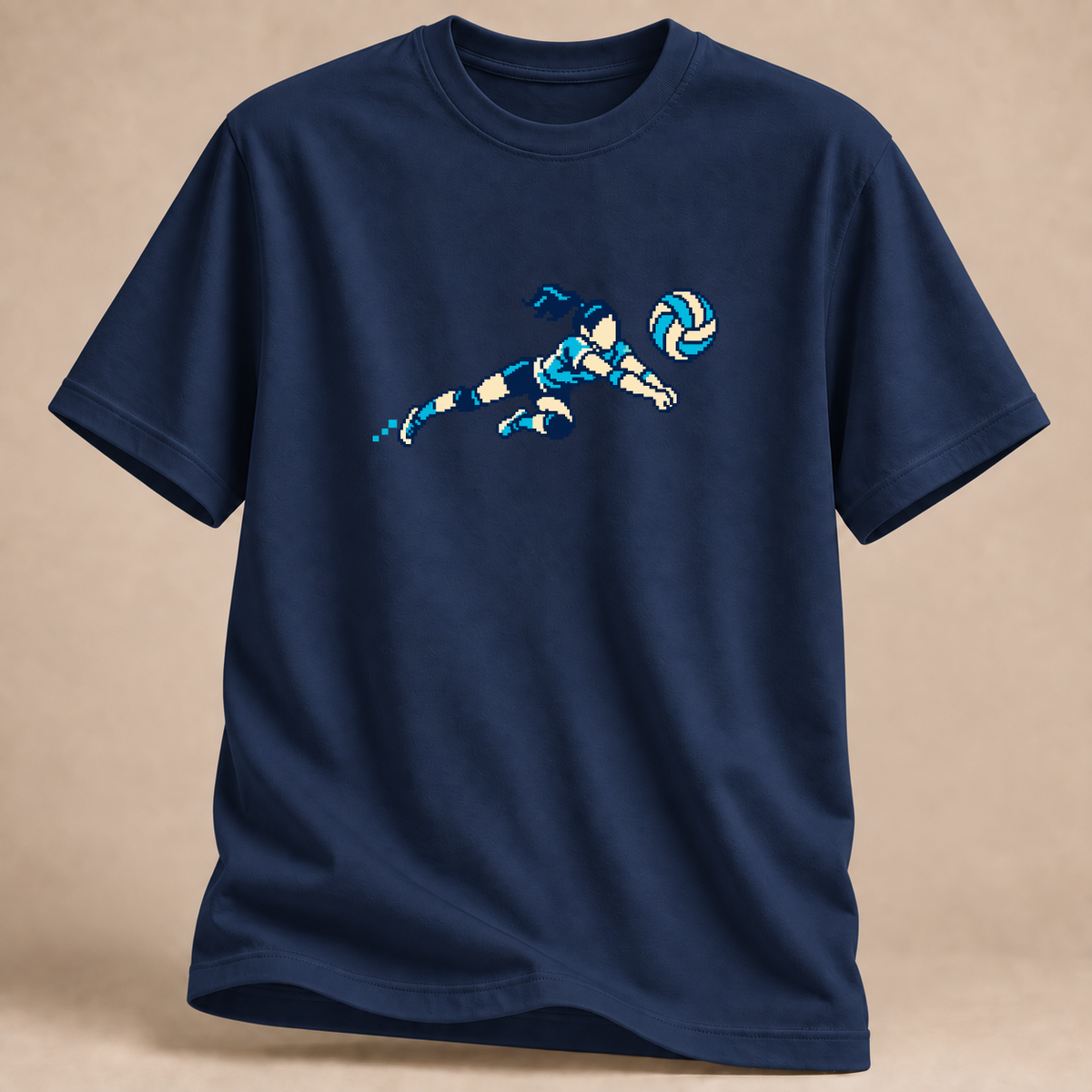 RÜCKRAUM – Pixel Volleyball T-Shirt – Marineblau