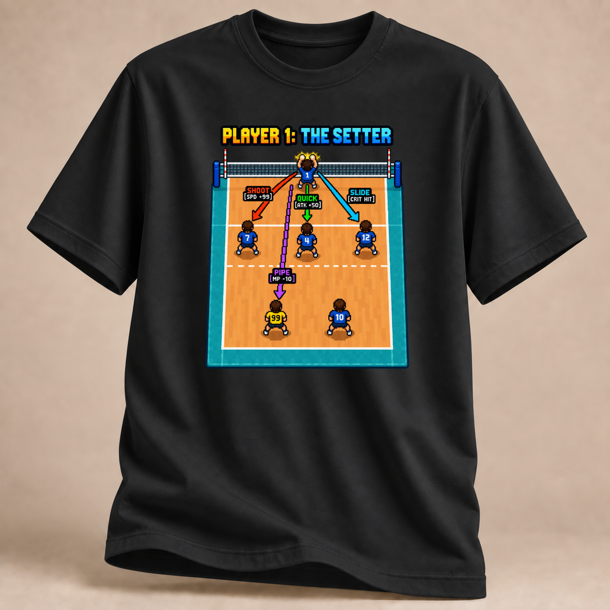 RÜCKRAUM – Zuspieler Arcade Court T-Shirt – Schwarz