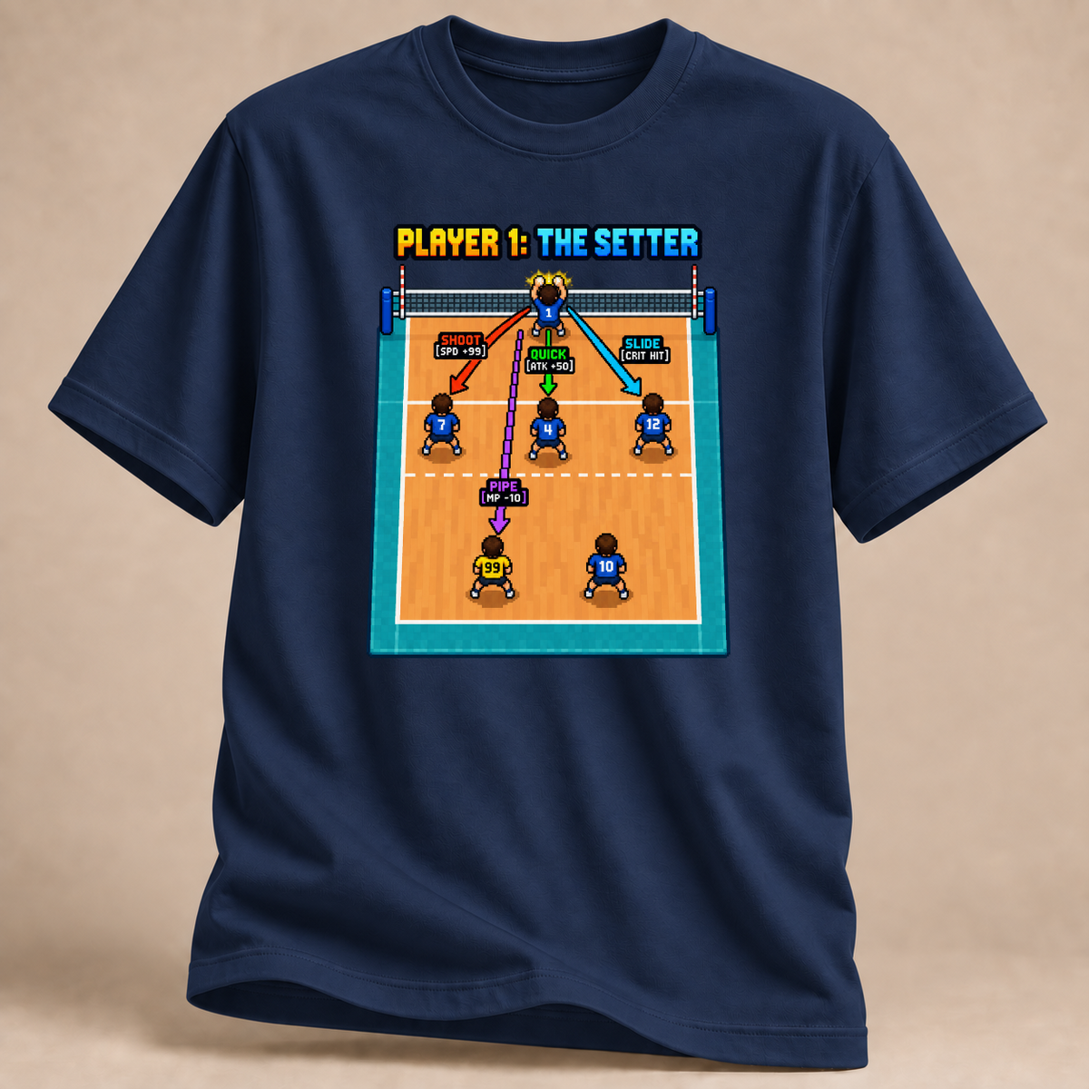 RÜCKRAUM – Zuspieler Arcade Court T-Shirt – Marineblau