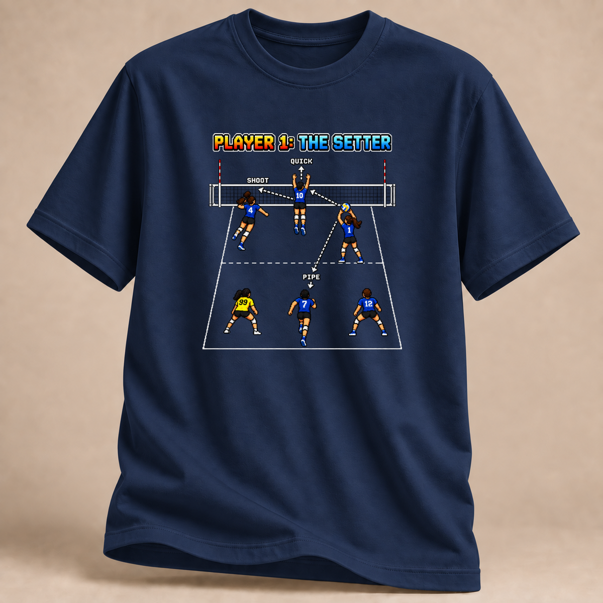 RÜCKRAUM – Zuspieler Pixel Team T-Shirt – Marineblau