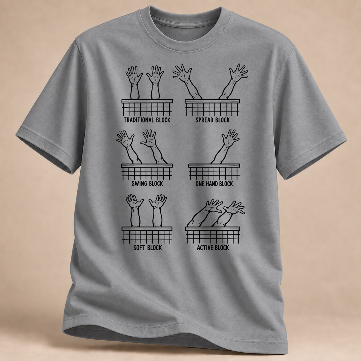 RÜCKRAUM – Volleyball Blockarten T-Shirt – Sportgrau meliert