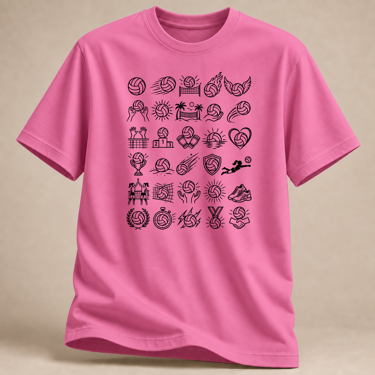 RÜCKRAUM – Volleyball Doodle Icons T-Shirt – Azalee