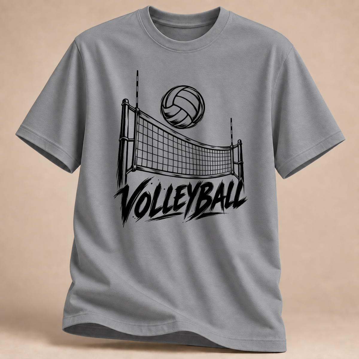 RÜCKRAUM – Volleyball Netz und Ball T-Shirt – Sportgrau meliert