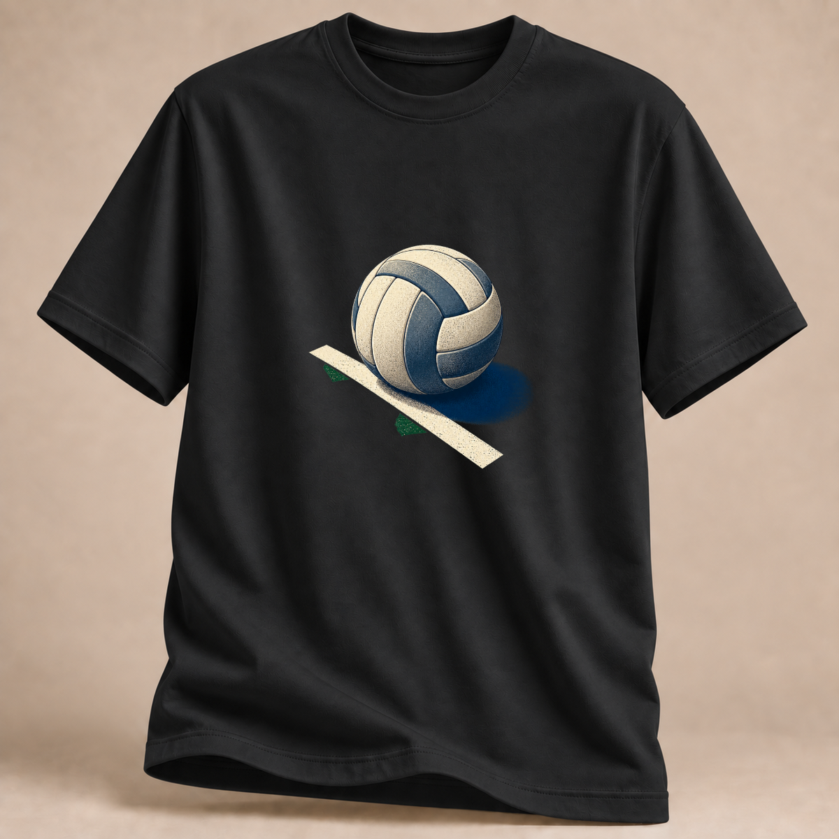 RÜCKRAUM – Volleyball auf der Linie T-Shirt – Schwarz