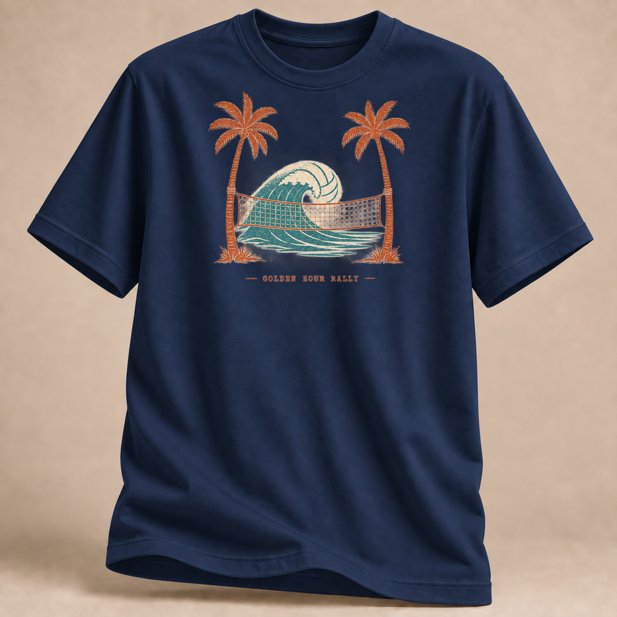 RÜCKRAUM – Golden Hour Beachvolleyball T-Shirt – Marineblau