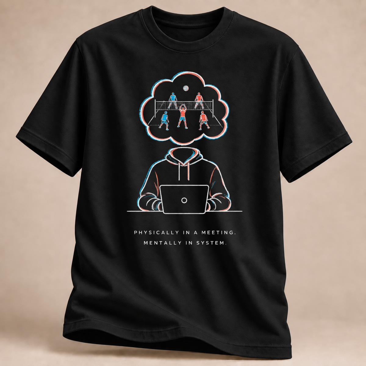 RÜCKRAUM – Im Meeting im Spielsystem T-Shirt – Schwarz