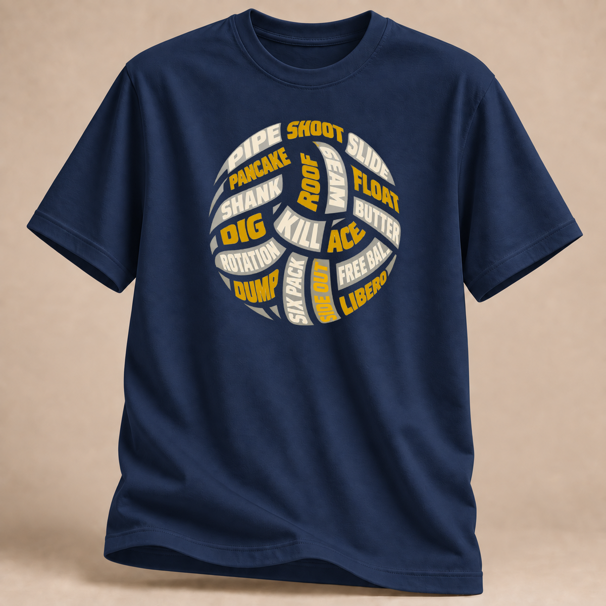 RÜCKRAUM – Volleyball Wortwolke T-Shirt – Marineblau