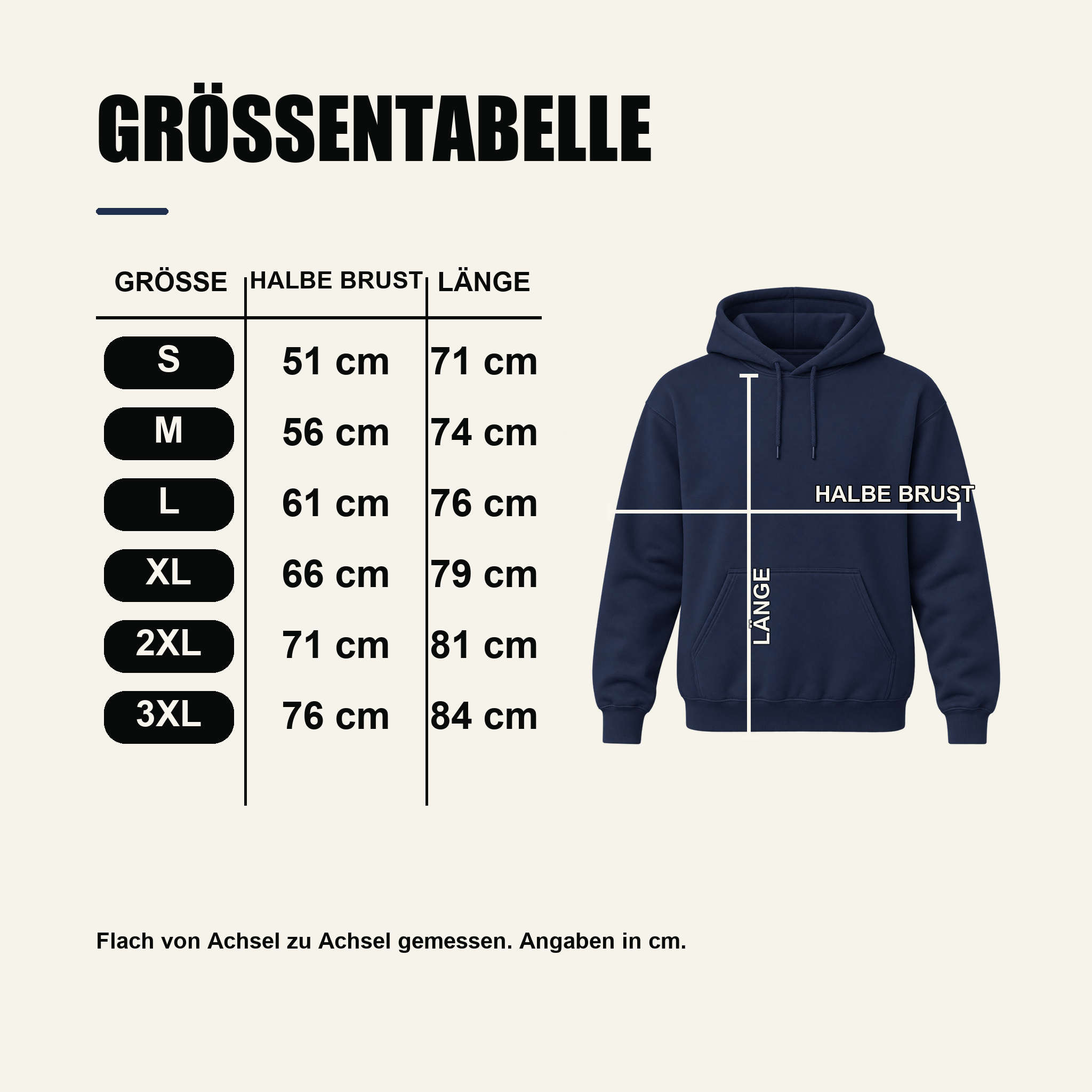 Größentabelle für Volleyball-Badges Hoodie