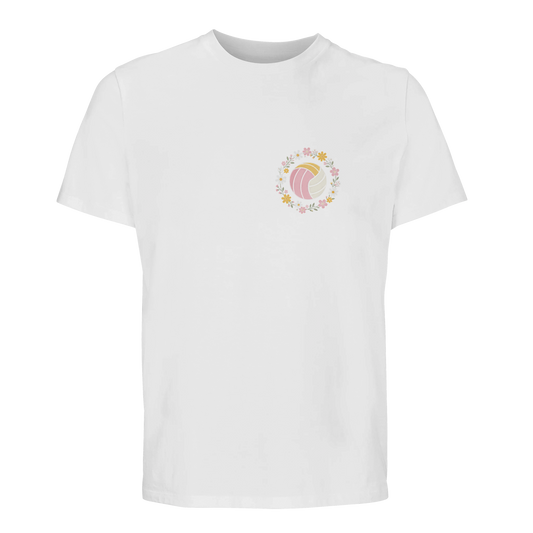 Blumen Volleyball Shirt in Weiß mit floralem Ballmotiv