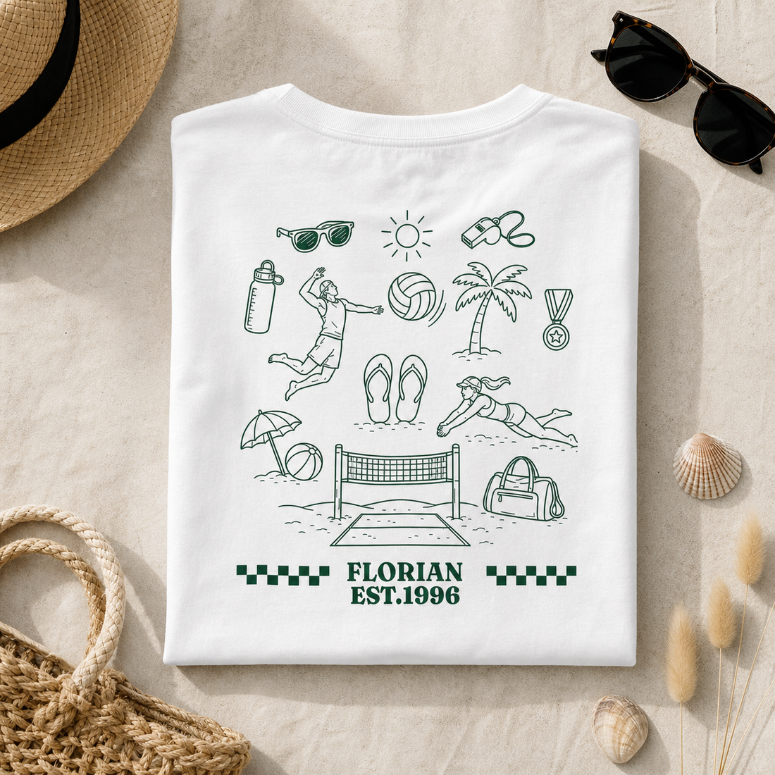 Personalisiertes Beachvolleyball-Shirt mit Name – Rückansicht mit Backprint