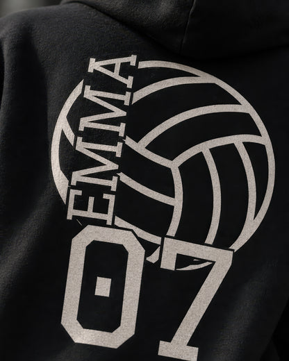 Personalisierter Volleyball-Hoodie mit Name & Nummer - Front & Rücken