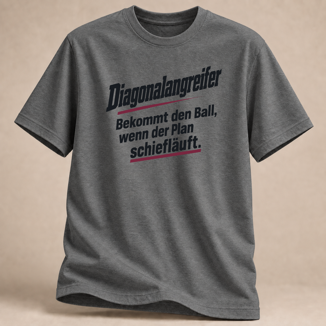 RÜCKRAUM – Athletisches Diagonalangreifer T-Shirt – Graphite Heather