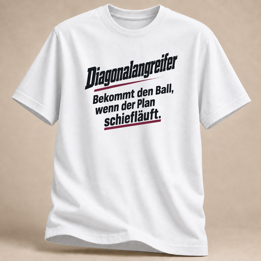 RÜCKRAUM – Athletisches Diagonalangreifer T-Shirt – White