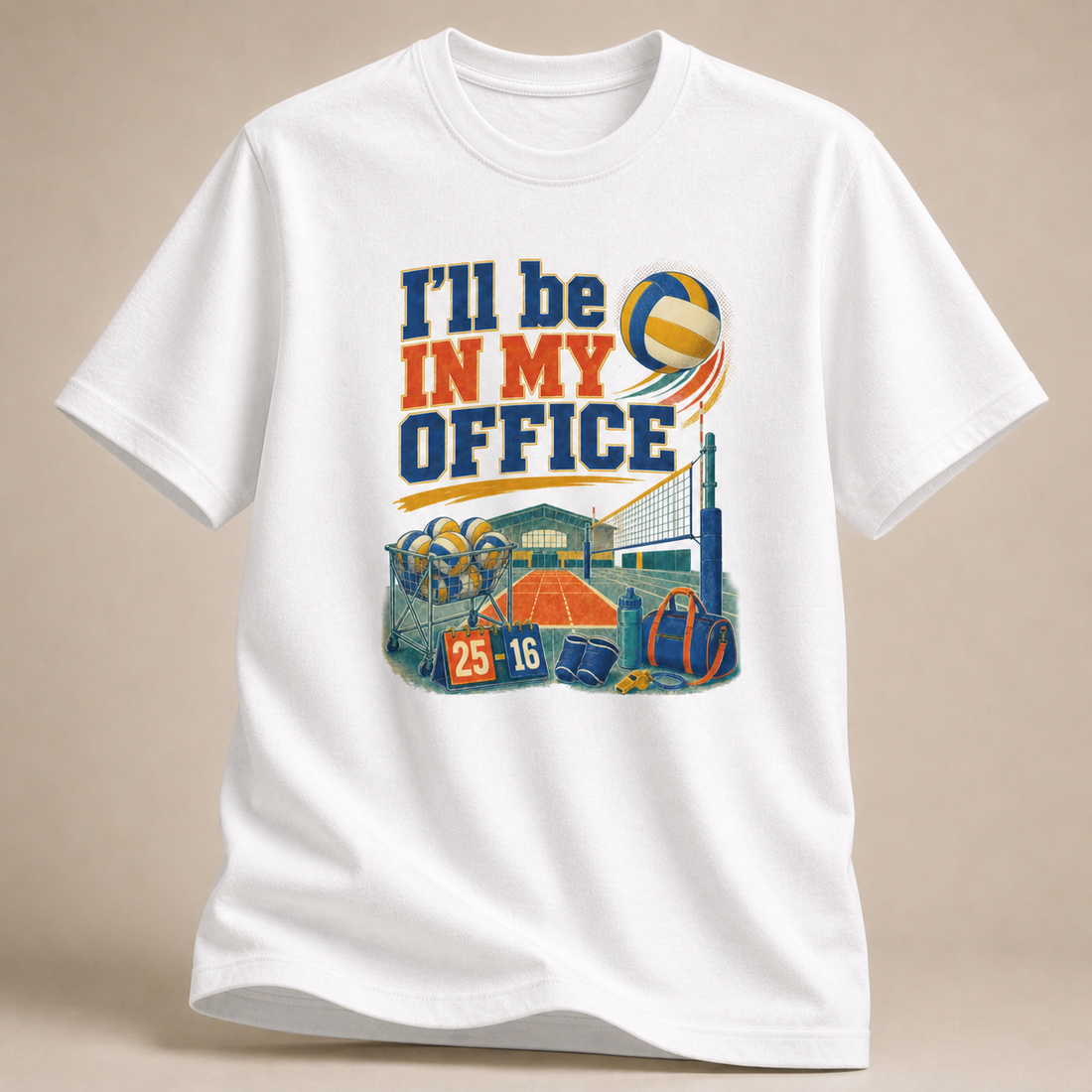 Volleyball-Office Shirt mit bunter Illustration