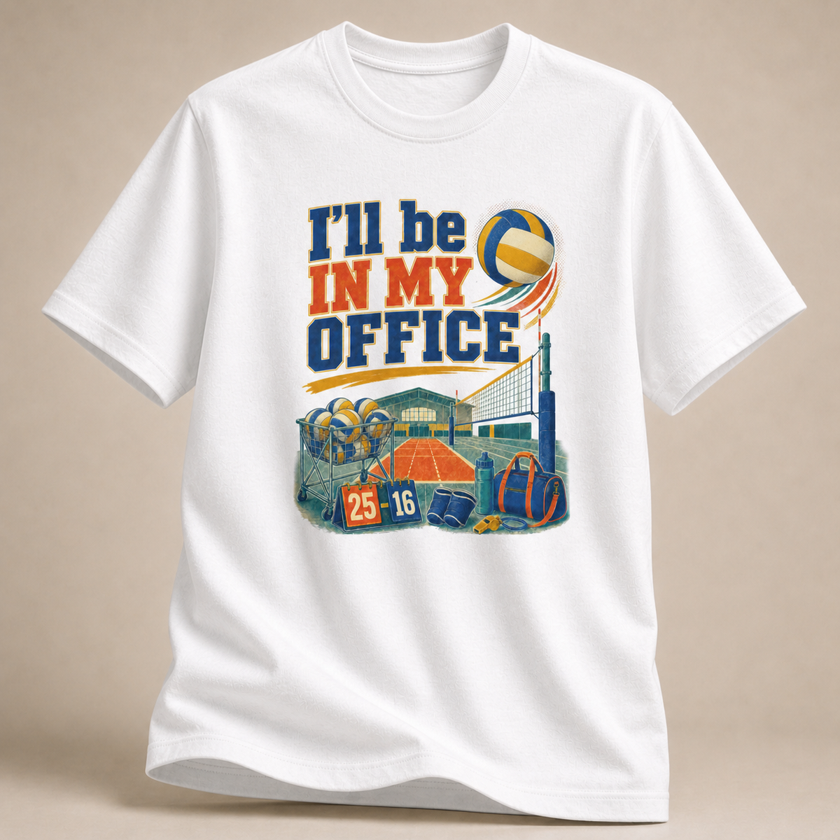 Volleyball-Office Shirt mit bunter Illustration