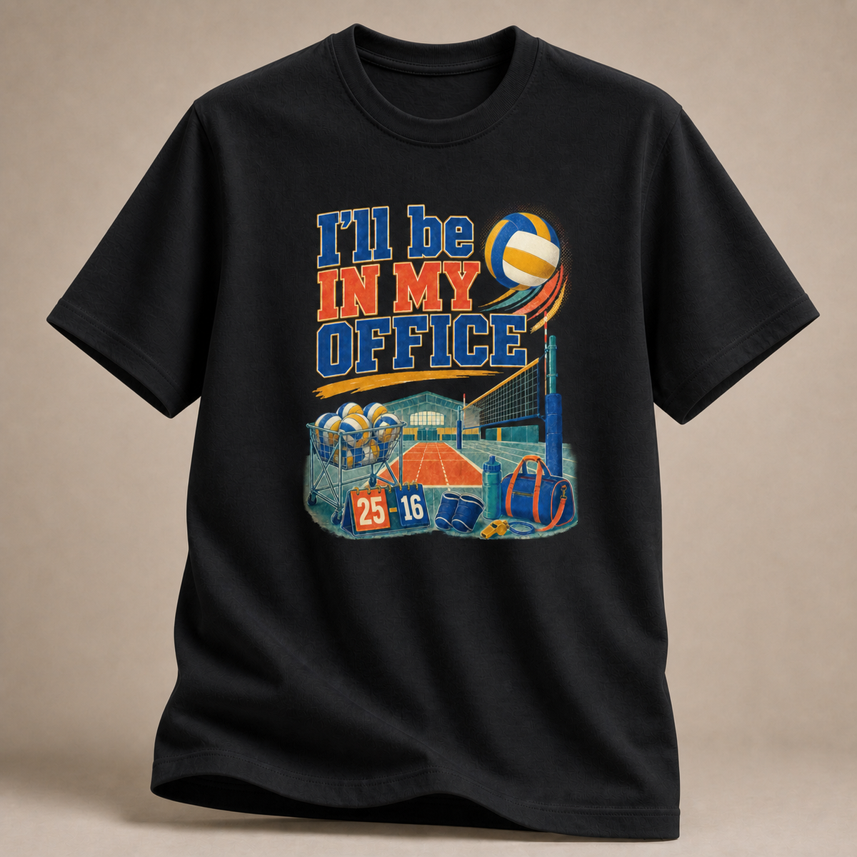 Volleyball-Office Shirt mit bunter Illustration