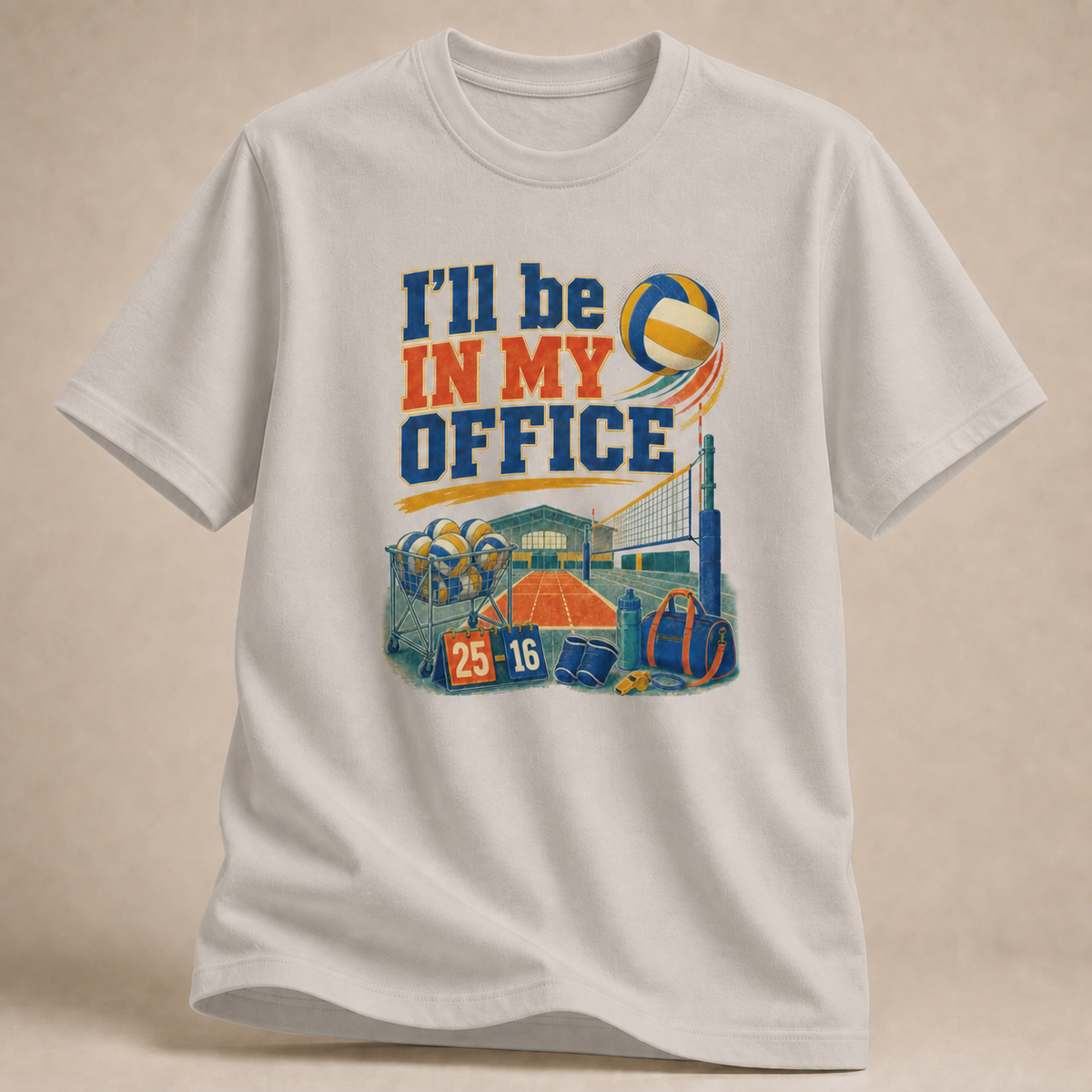 Volleyball-Office Shirt mit bunter Illustration