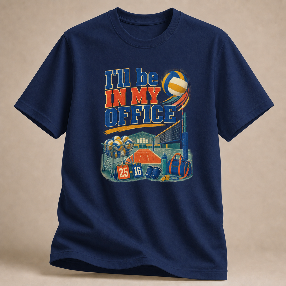 Volleyball-Office Shirt mit bunter Illustration