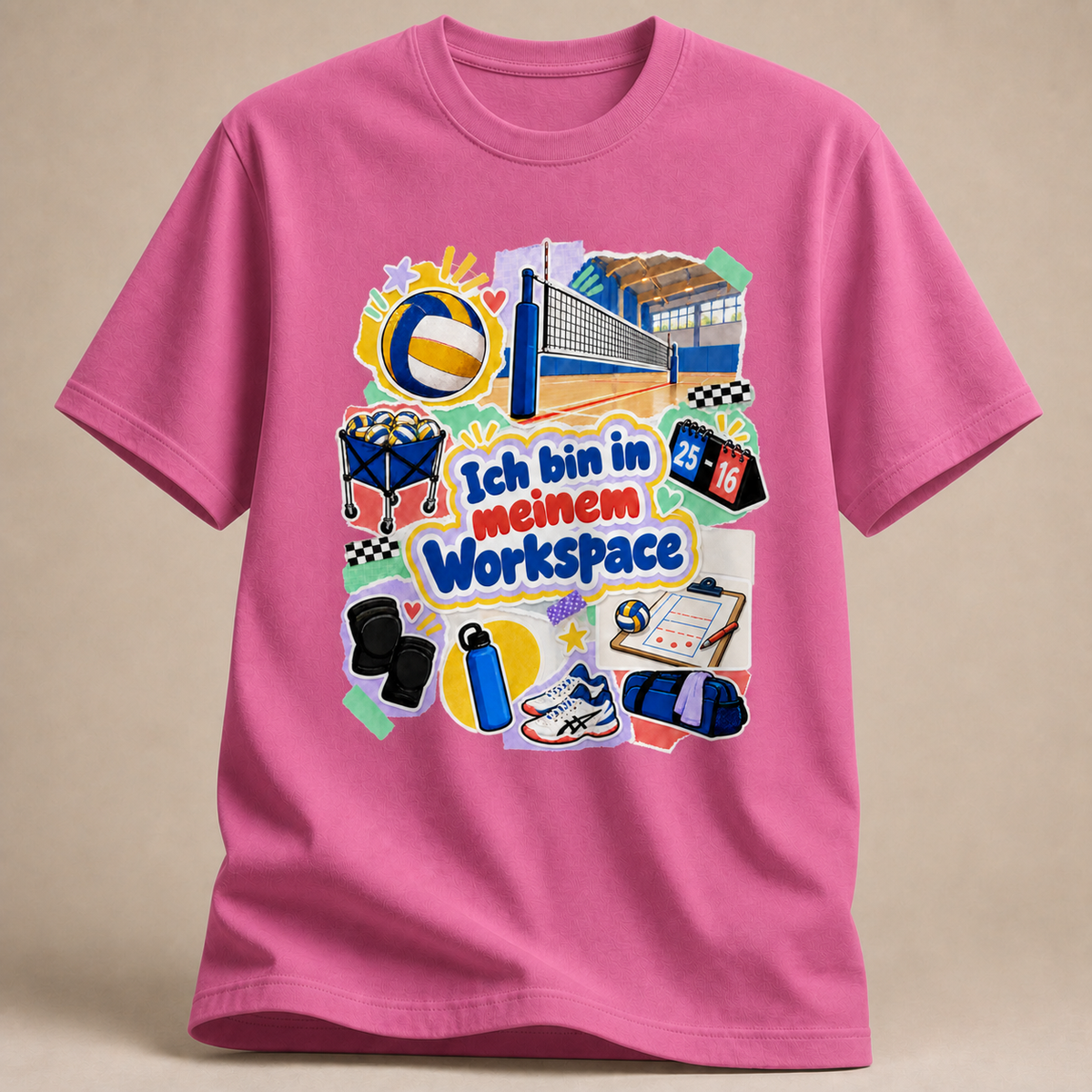 Ich bin in meinem Volleyball-Workspace Shirt