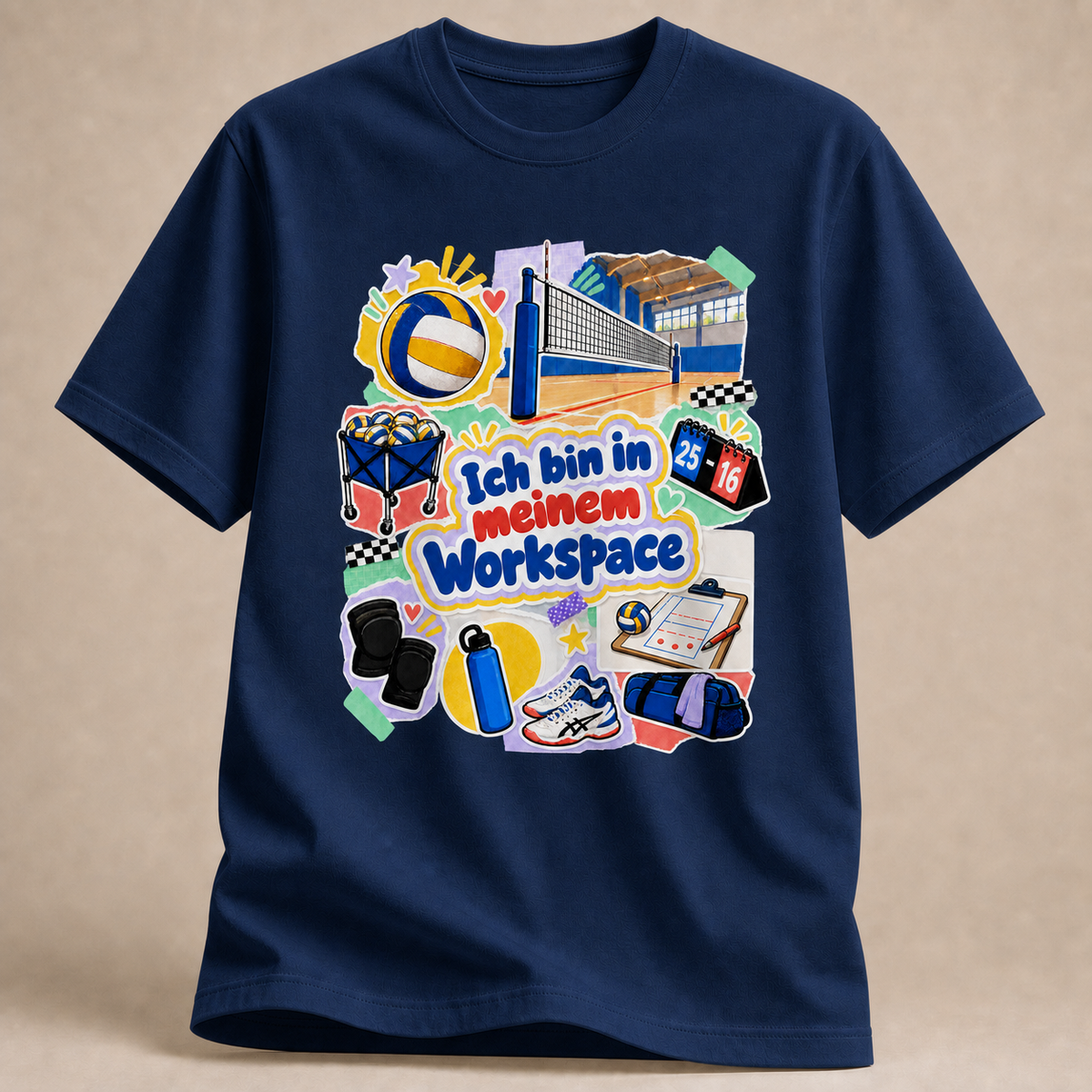 Ich bin in meinem Volleyball-Workspace Shirt