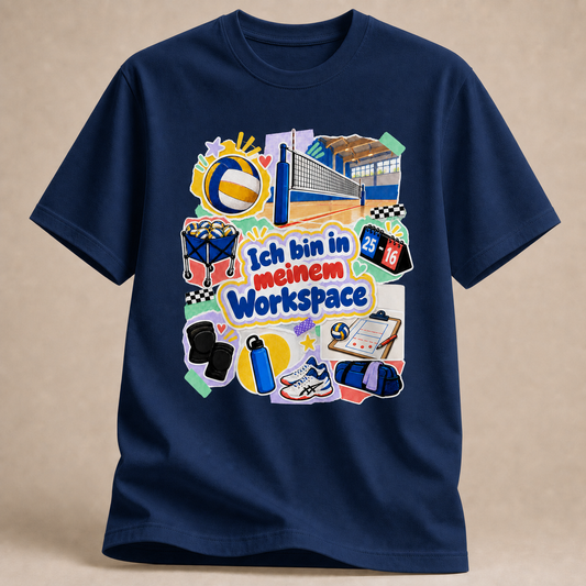 Ich bin in meinem Volleyball-Workspace Shirt