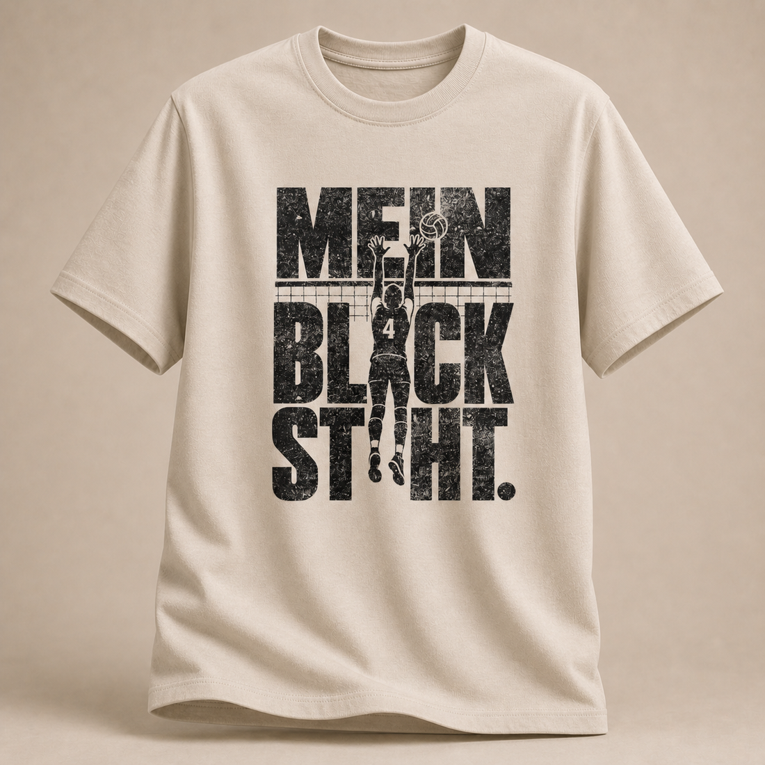 Sand Volleyball-T-Shirt mit „MEIN BLOCK SHIT.“-Motiv