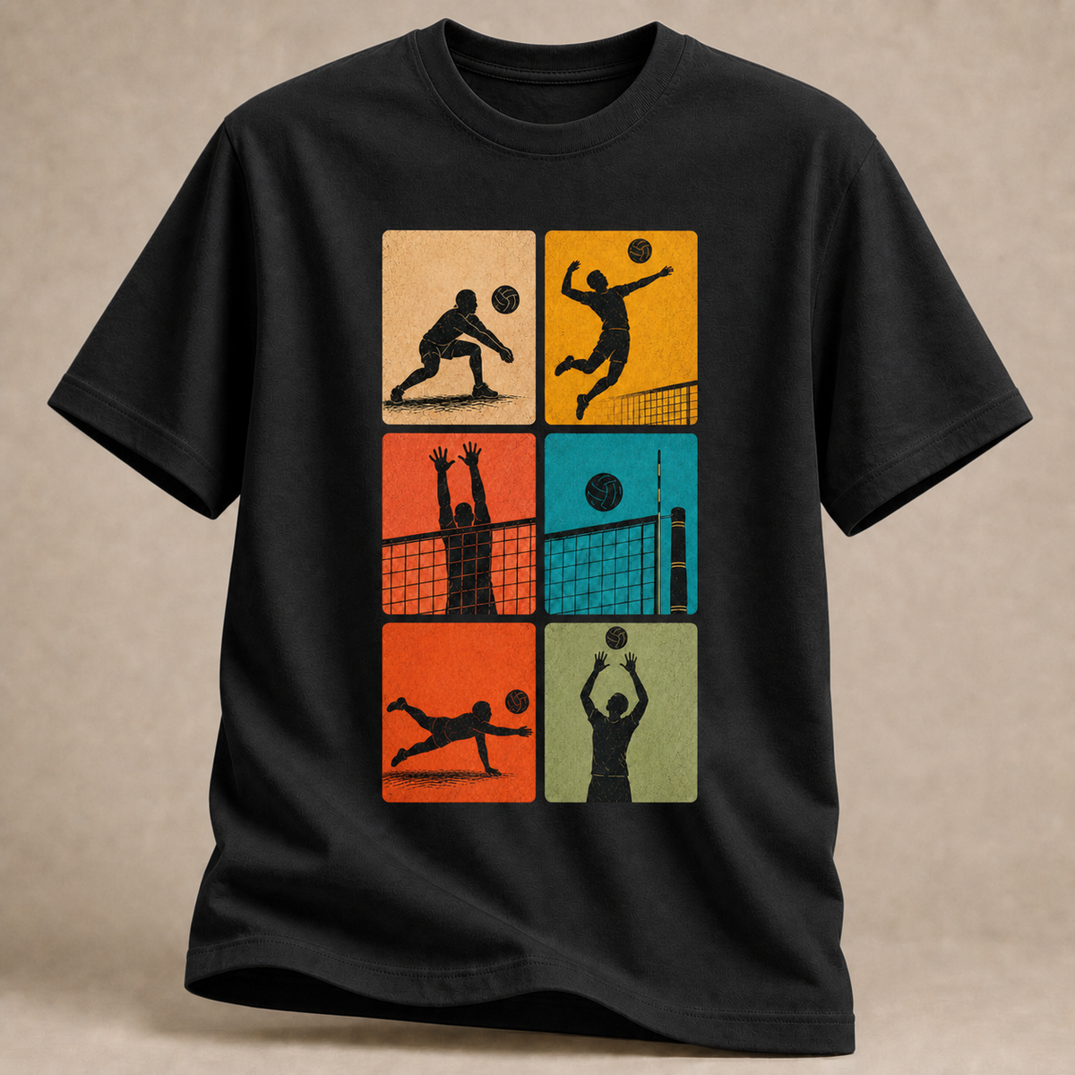 Volleyball Sechs-Felder-Print T-Shirt