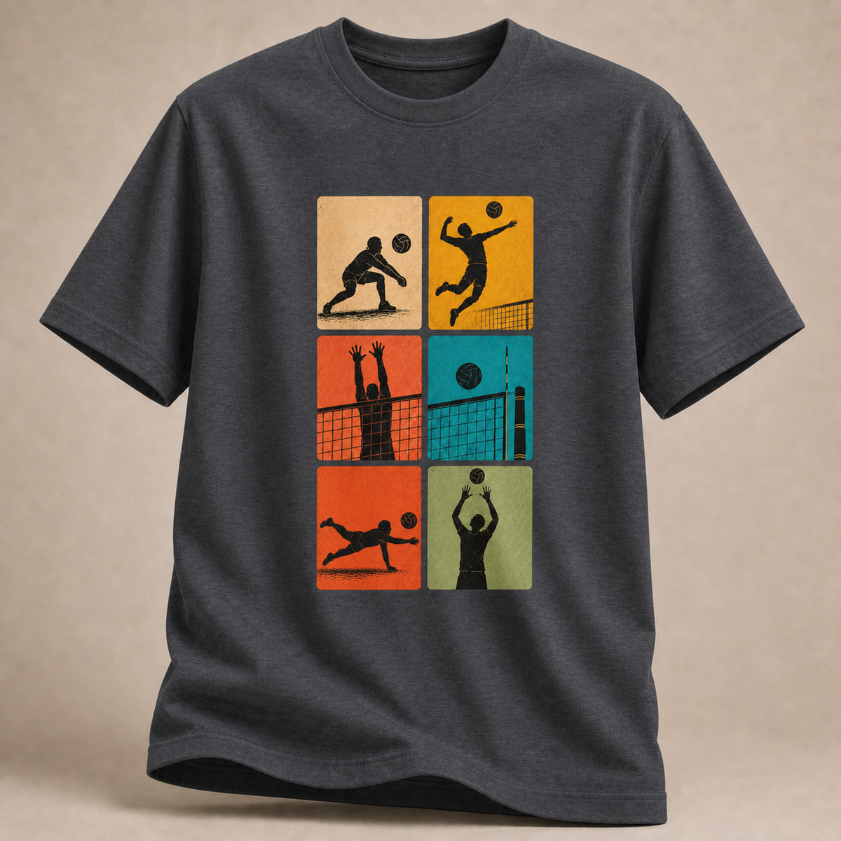 Volleyball Sechs-Felder-Print T-Shirt