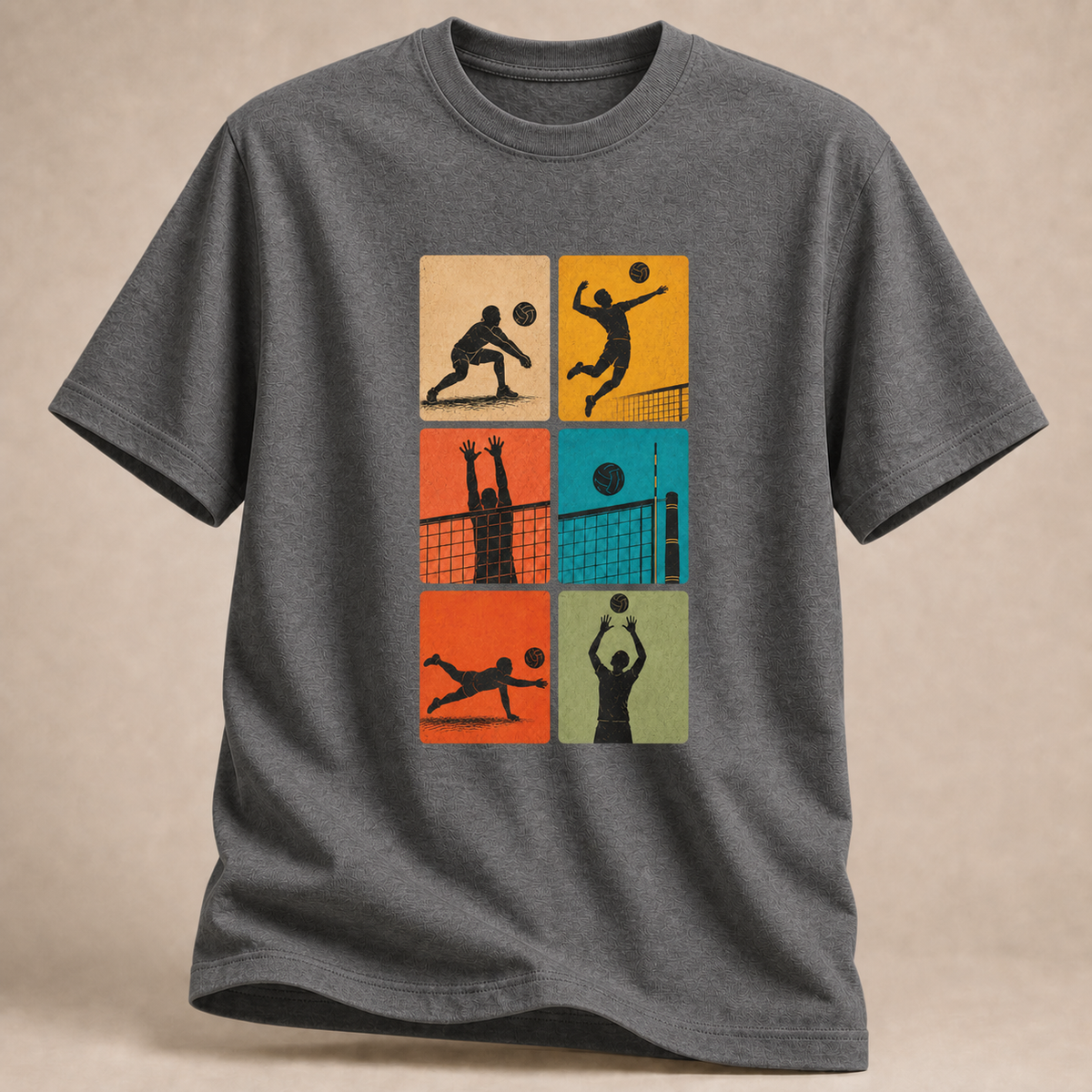 Volleyball Sechs-Felder-Print T-Shirt