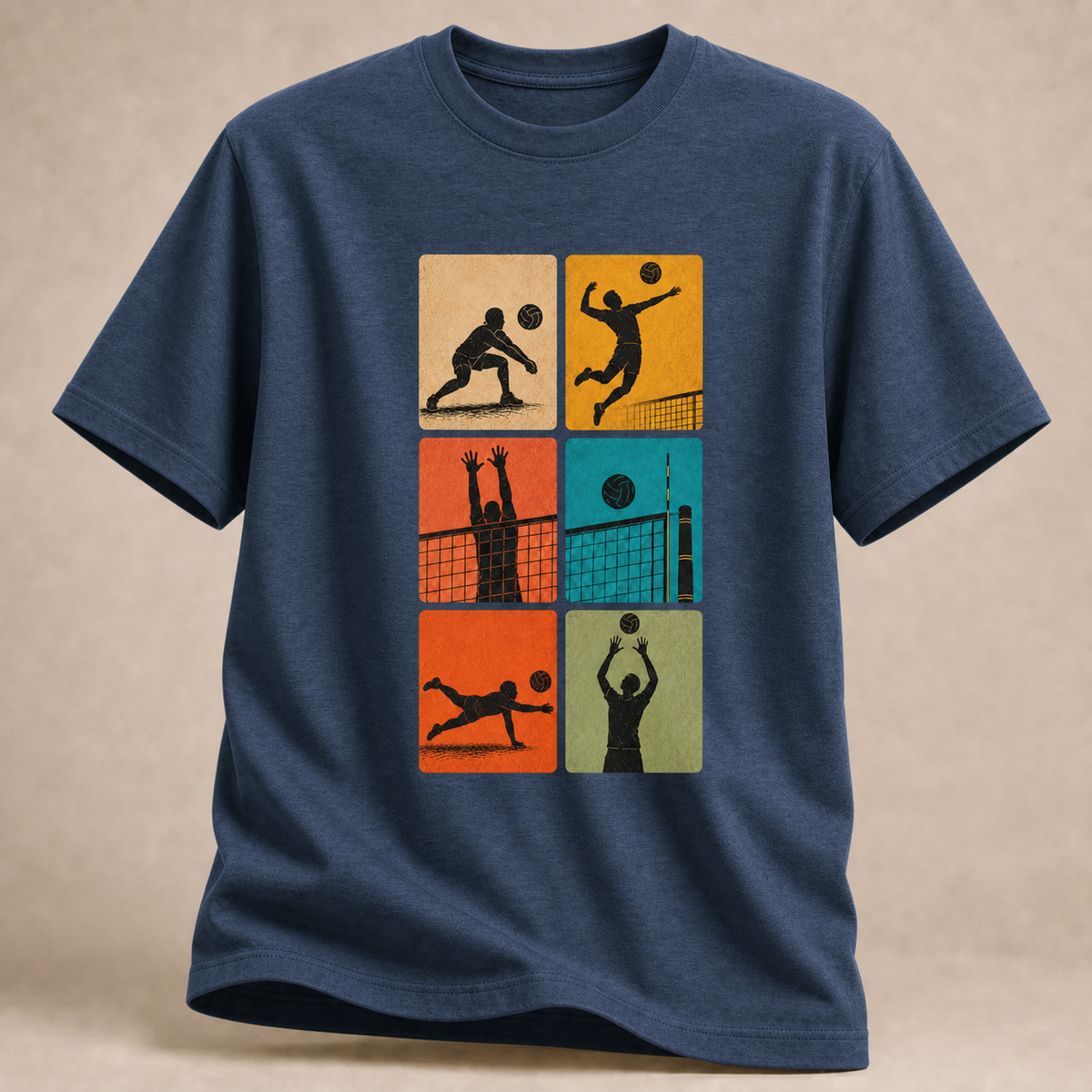 Volleyball Sechs-Felder-Print T-Shirt