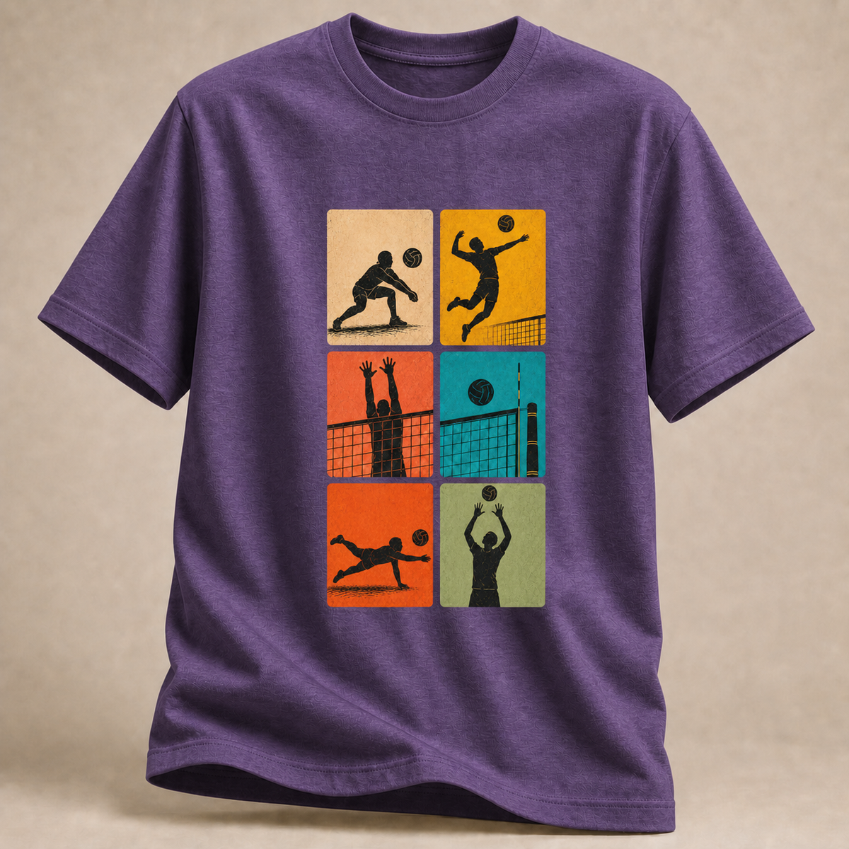 Volleyball Sechs-Felder-Print T-Shirt