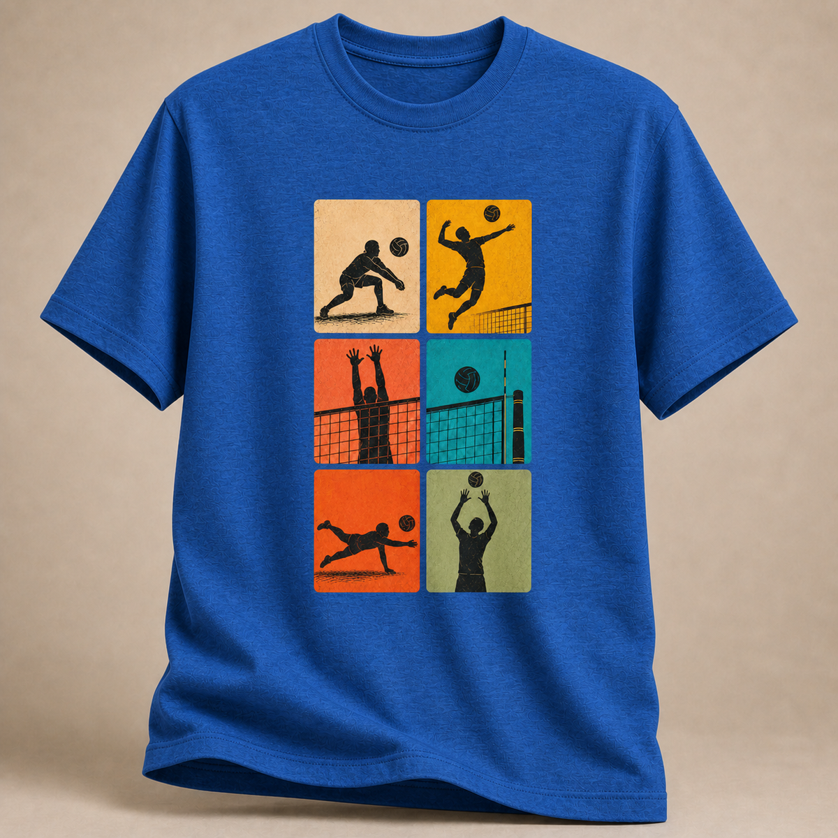 Volleyball Sechs-Felder-Print T-Shirt
