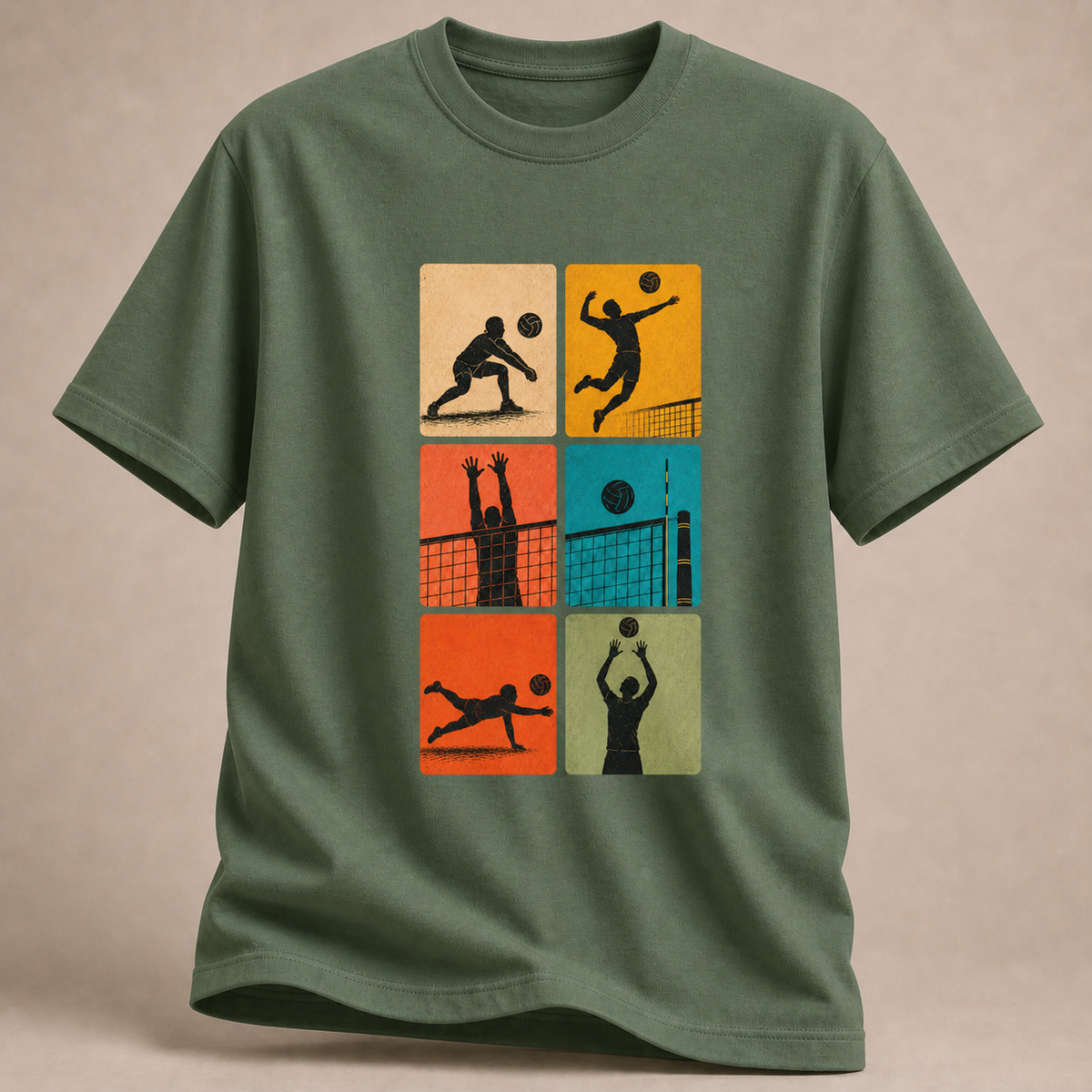 Volleyball Sechs-Felder-Print T-Shirt