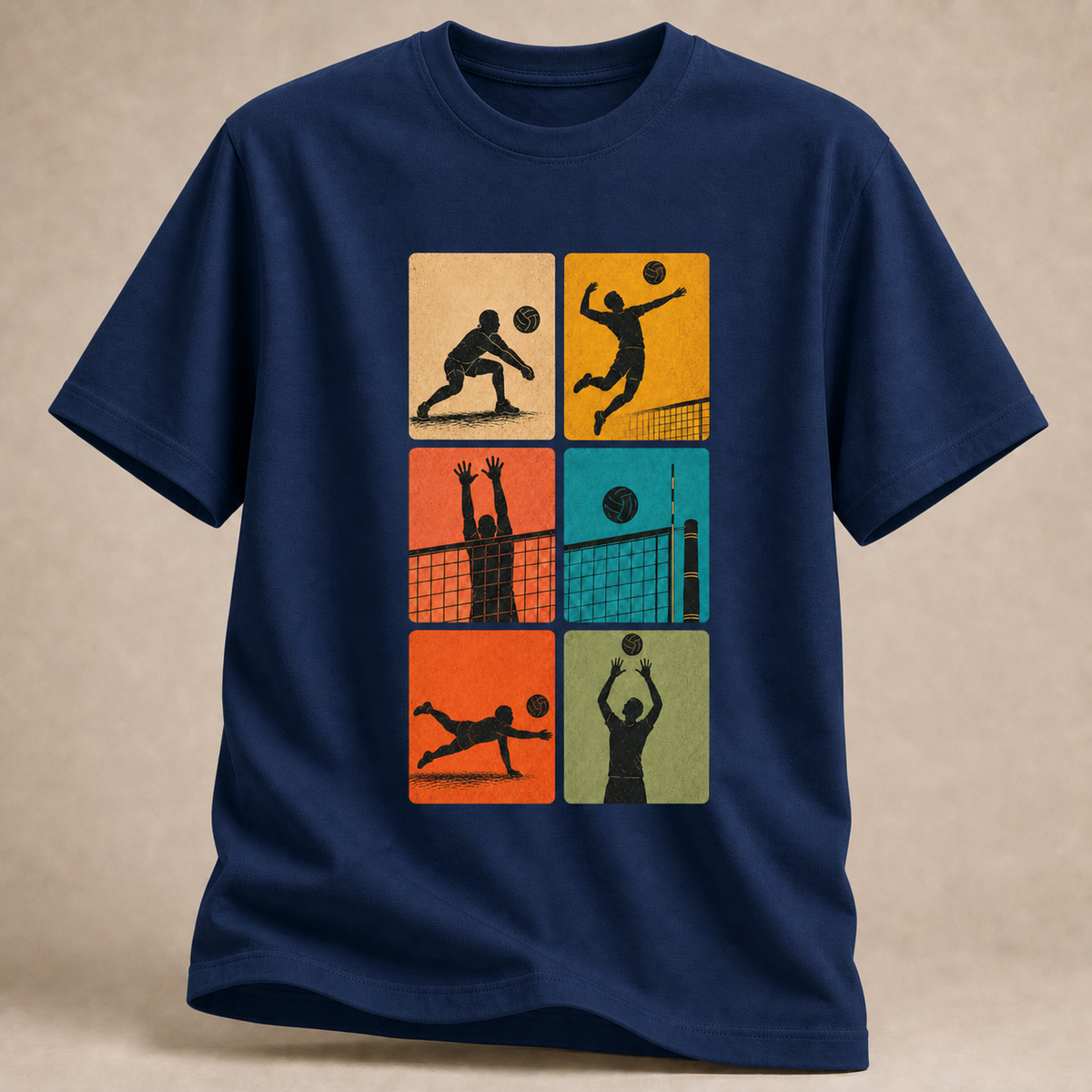 Volleyball Sechs-Felder-Print T-Shirt