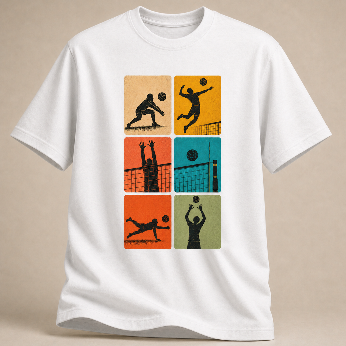 Volleyball Sechs-Felder-Print T-Shirt