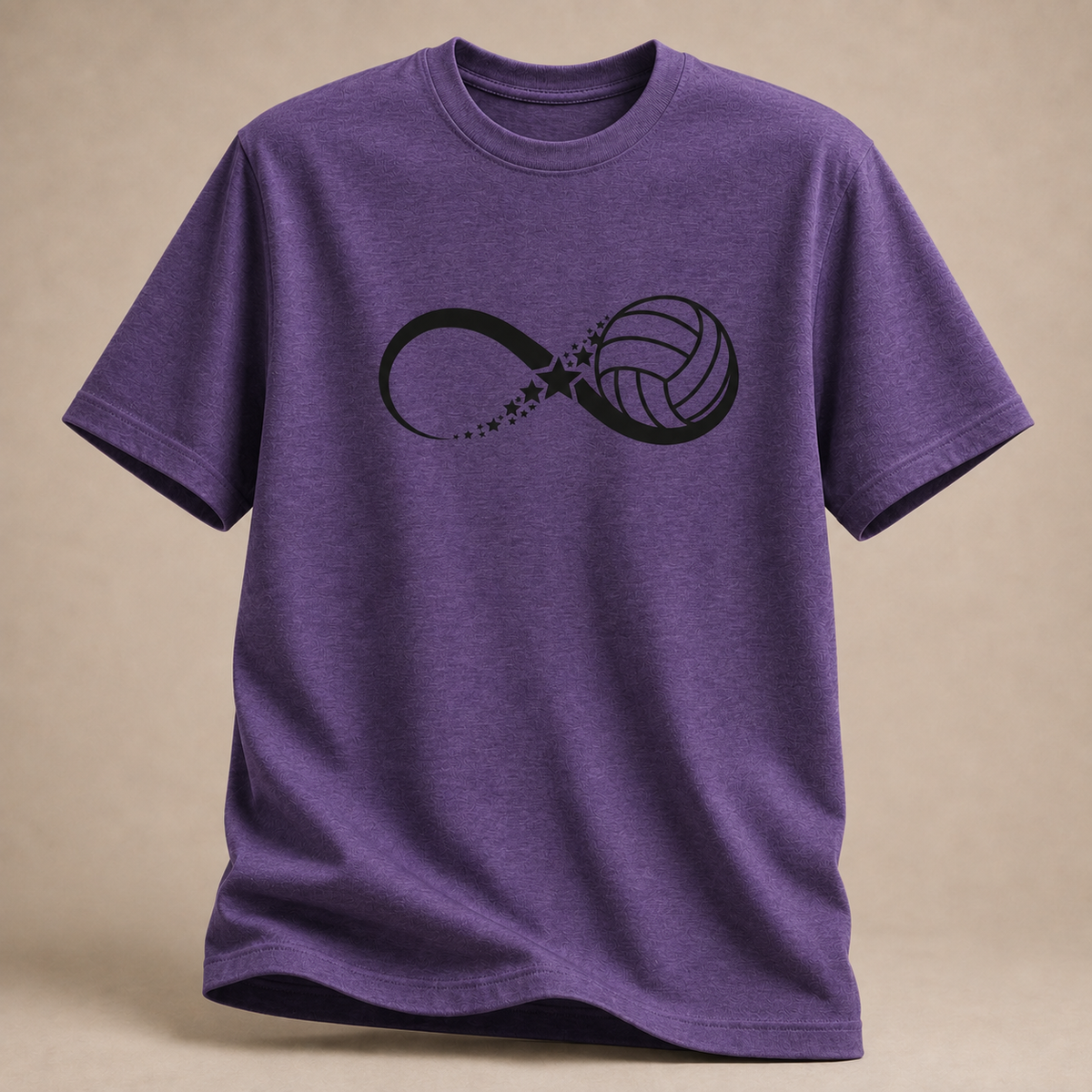Volleyball Sternenflug T-Shirt – Vorderansicht in Lila meliert