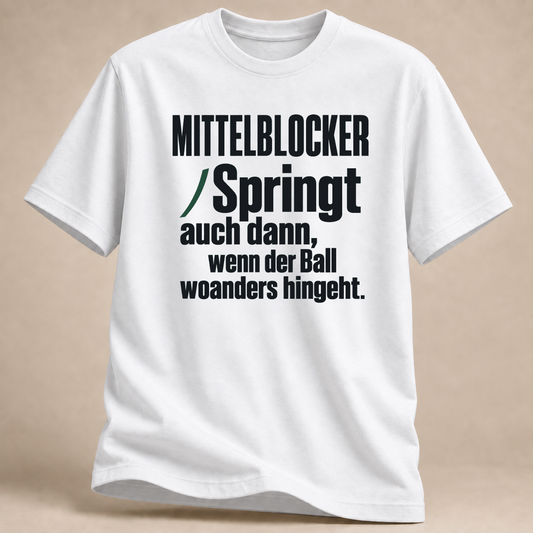 RÜCKRAUM – Mittelblocker springt – Volleyball T-Shirt – White