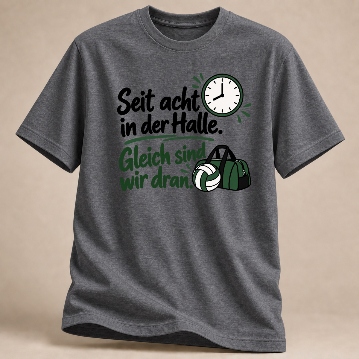 RÜCKRAUM – Gleich sind wir dran – Volleyball T-Shirt – Graphite Heather