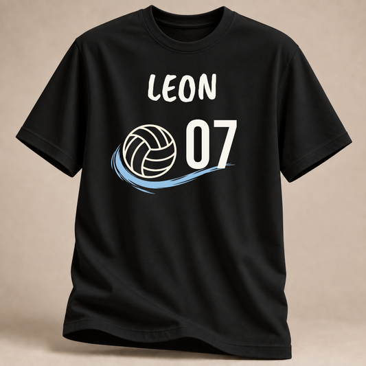 RÜCKRAUM – Personalisiertes Volleyball-T-Shirt mit Name & Nummer – Signatur – Schwarz