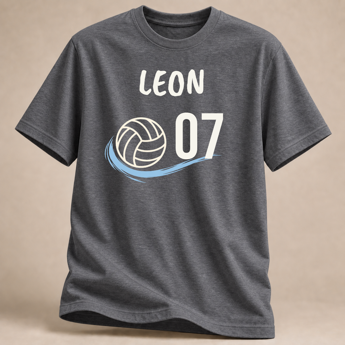 RÜCKRAUM – Personalisiertes Volleyball-T-Shirt mit Name & Nummer – Signatur – Graphit meliert