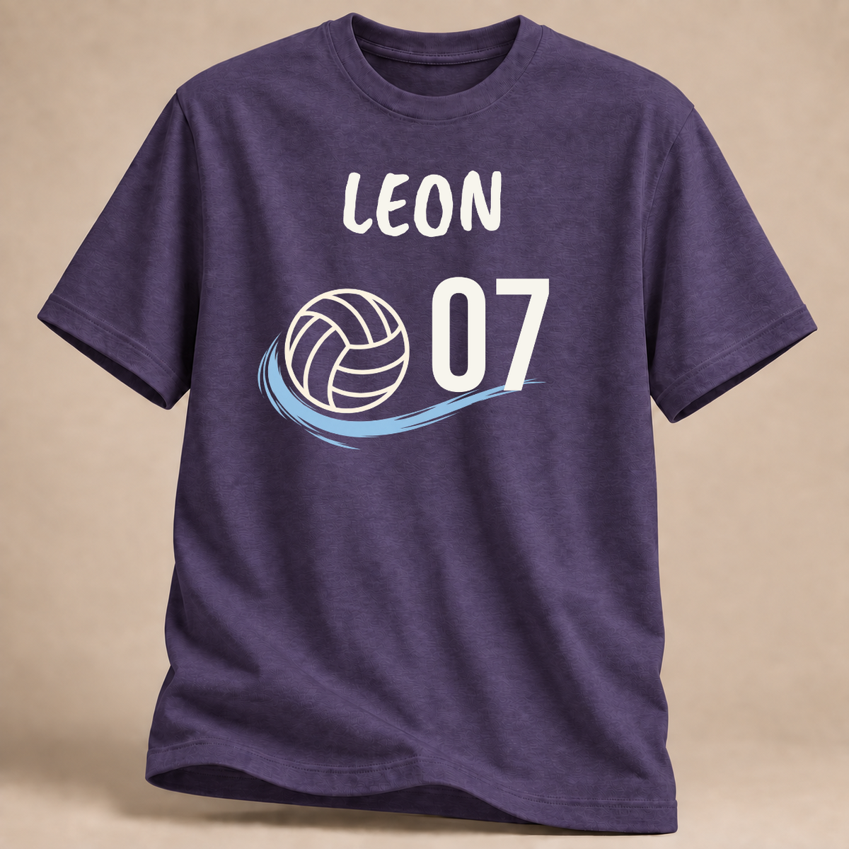 RÜCKRAUM – Personalisiertes Volleyball-T-Shirt mit Name & Nummer – Signatur – Lila meliert